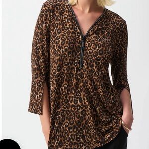 Joseph Ribkoff  Brown and Tan 3/4 Sleeve Tunic